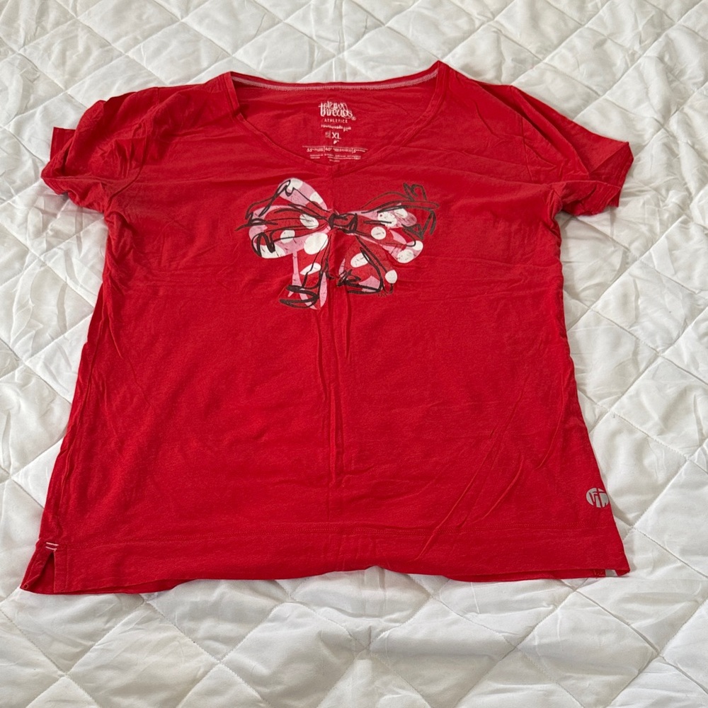 Raw Threads Red T-Shirt with Bow Design